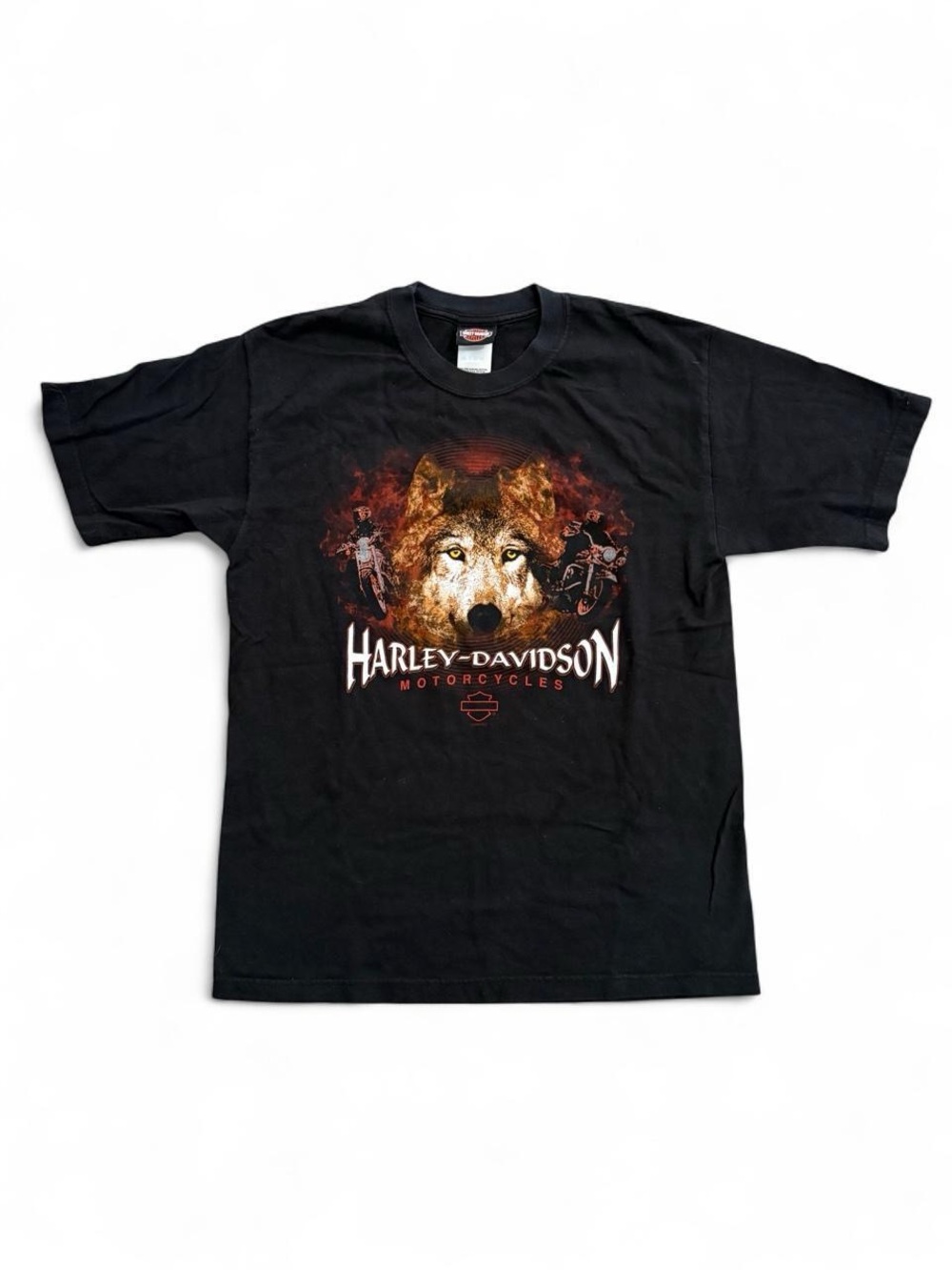 Vintage Harley Davidson Wolf T Shirt Medium 2004 Barnett El Paso Texas Made USA